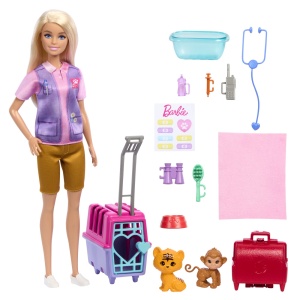 Papusa Barbie Animal Rescue cu Pui de Maimuta si Pui de Tigru - Img 2
