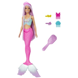 Papusa Barbie Dreamtopia, Sirena cu Par Mov si Coada Roz - Img 2