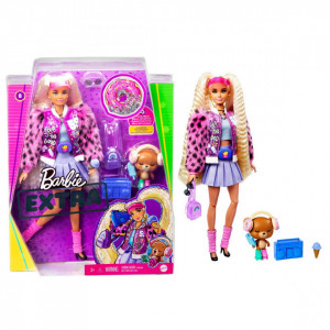 Papusa Barbie Extra Style Blonda cu Codite si Ursulet - Img 1