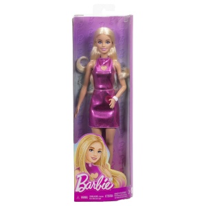 Papusa Barbie Fashionistas Blonda cu Rochita Roz - Img 2