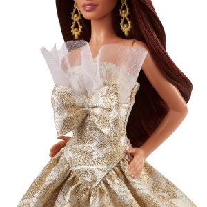 Papusa Barbie Signature bruneta de sarbători, multicolor, 33x26.5x7.5cm - Img 5