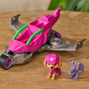 PATRULA CATELUSILOR FILMUL CU DINOZAURI SET DINO VEHICUL AVION CU FIGURINA SKYE SI ACCESORII 15CM - Img 6