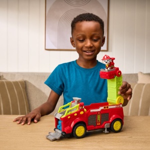 PATRULA CATELUSILOR FILMUL CU DINOZAURI SET VEHICUL DINO DE POMPIERI CU FIGURINA MARSHALL SI ACCESORII - Img 4