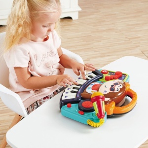PIANINA BEBE MAIMUTICA DJ CU LUMINI SUNETE SI MICROFON - Img 3