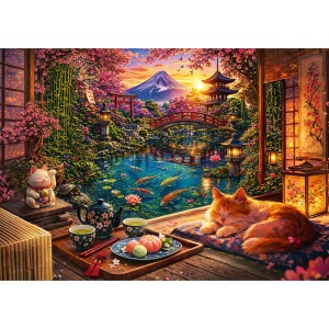 PUZZLE TREFL 1000 PISICA IN GRADINA SAKURA - Img 2