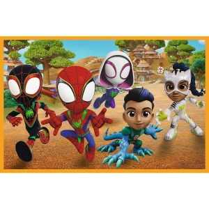 PUZZLE TREFL 2X24 SPIDEY AND HIS AMAZING FRIENDS DINO-WEBS SPIDEY SI DINOZAURII - Img 2