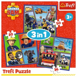 PUZZLE TREFL 3IN1 POMPIERUL SAM O ZI DIN VIATA POMPIERILOR - Img 5