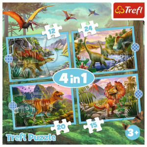 Puzzle Trefl 4 in 1 - Dinozauri Unici, 12/15/20/24 piese - Img 6
