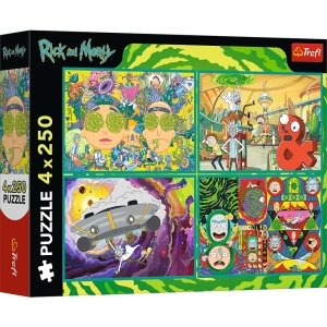 PUZZLE TREFL 4X250 LUMEA INTORTOCHEATA A LUI RICK SI MORTY