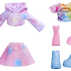 Păpușă Rainbow High cu vopsea aquarelă – design unic și ochi mov