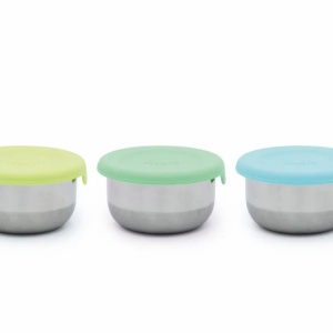 SET 3 RECIPIENTE MINI INOX CU CAPAC SILICON, MELII, BLEU MINT LIME