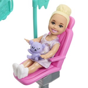 Set de joacă Barbie brunetă, papusa dentist, multicolor, 32.5x19x6.5cm - Img 6