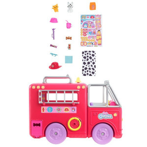 Set de joaca Barbie, papusa Chelsea cu masina de pompieri transformabila in casuta si accesorii - Img 3