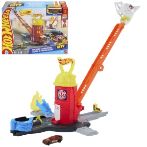 Set de joaca Hot Wheels City, statie de pompieri cu masinuta inclusa, 35.5x25.5x9cm, pentru baieti de 4-10 ani