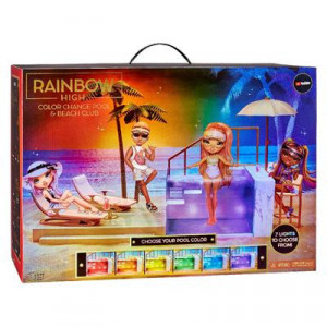 Set de joaca piscina Rainbow High, cu 7 lumini, umbrela pliabila si accesorii - Img 2