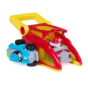 Set figurine Paw Patrol Marshall cu vehicul lansator, rosu, 25.08x20.32x8.26cm
