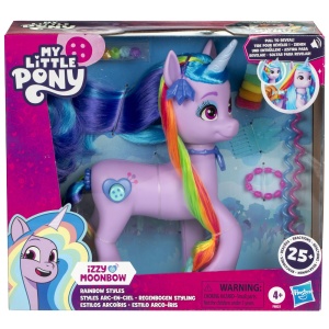 Figurină Hasbro My Little Pony Izzy Moonbow cu coafuri curcubeu și accesorii