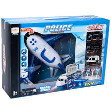 Avion Portabil de Transport Masini, MalPlay, cu Sunete, Lumini, 3 Masinute si Semne de Circulatie