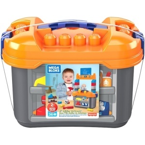 Banc de constructie, Mega Bloks, 36 piese, Plastic, Multicolor