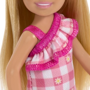 BARBIE PAPUSA CHELSEA BLONDA CU ROCHITA ROZ IN CAROURI - Img 6
