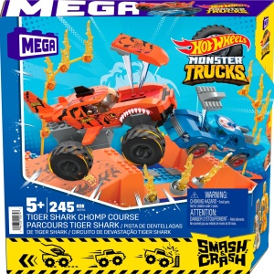 HOT WHEELS MONSTER TRUCK MEGA SET CONSTRUCTIE CURSA TIGER SHARK CHOMP