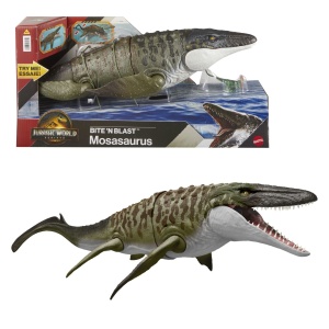 JURASSIC WORLD REBIRTH BITE N BLAST DINOZAUR MOSASAURUS INTERACTIV CU MISCARI SI FUNCTIE SPECIALA 50CM - Img 2