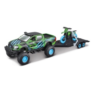 MAISTO MASINUTA METALICA 4X4 REBELS RUGGED ADVENTURES CU REMORCA VERDE - Img 2