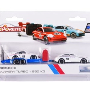 MAJORETTE SET 2 MASINUTE SI REMORCA PORSCHE PANAMERA SCARA 1:64