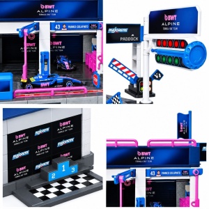 MAJORETTE SET MOTORSPORT BWT ALPINE F1 TEAM CU MASINUTA INCLUSA ALPINE A525 R19 SCARA 1 LA 64 - Img 4