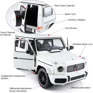 Masină cu telecomandă Mercedes-Benz G63, alb, scară 1:14, dimensiuni 32.3x14.8x13.9cm - Img 7