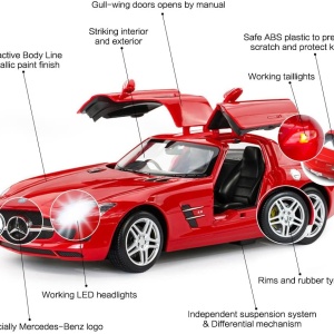 MASINA CU TELECOMANDA MERCEDES-BENZ SLS ROSU SCARA 1 LA 14 - Img 3