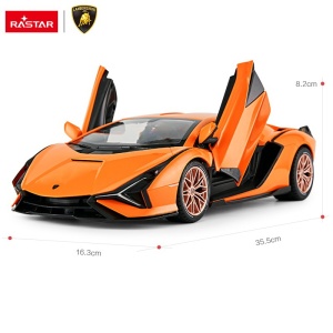 Masina cu telecomanda Rastar Lamborghini Sian portocalie, scara 1:14, 35.5x16.3x8.2cm - Img 4