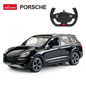 Masina cu telecomanda Rastar Porsche Cayenne Turbo, scara 1:14, negru, 34.6x13.9x12.2cm - Img 4