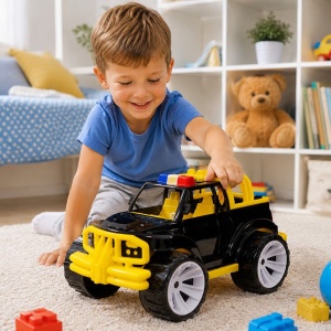 MASINA JEEP OFF ROADER NEGRU GALBEN 39CM - Img 4