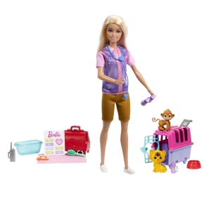 Papusa Barbie Animal Rescue cu Pui de Maimuta si Pui de Tigru - Img 3