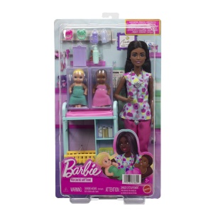 Papusa Barbie Bruneta Set de Joaca Medic Pediatru, multicolor, 32.5x19x6.5cm - Img 2