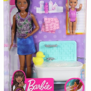 PAPUSA BARBIE MAMICA BRUNETA CU BEBELUS