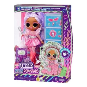 Papusa L.O.L. Surprise Tweens Neon Pop Stars, Kitty K - Img 5
