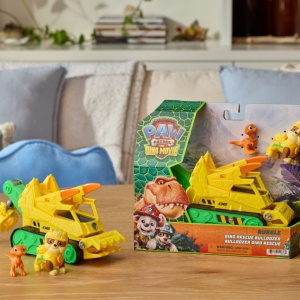 PATRULA CATELUSILOR FILMUL CU DINOZAURI SET DINO VEHICUL BULDOZER CU FIGURINA RUBBLE SI ACCESORII 15CM - Img 2