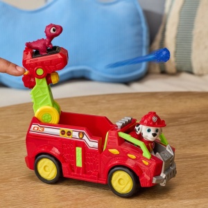 PATRULA CATELUSILOR FILMUL CU DINOZAURI SET DINO VEHICUL DE POMPIERI CU FIGURINA MARSHALL SI ACCESORII 15CM - Img 7