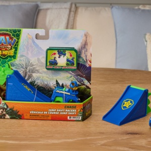 PATRULA CATELUSILOR FILMUL CU DINOZAURI SET VEHICUL CU RAMPA SI FIGURINA CHASE - Img 9