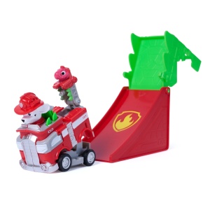 PATRULA CATELUSILOR FILMUL CU DINOZAURI SET VEHICUL CU RAMPA SI FIGURINA MARSHALL - Img 11