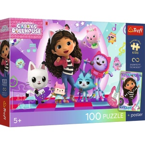 PUZZLE TREFL 100 PREMIUM PLUS KIDS LUMEA PISICILOR COLORATA CU POSTER