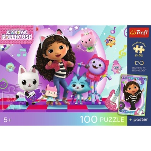 PUZZLE TREFL 100 PREMIUM PLUS KIDS LUMEA PISICILOR COLORATA CU POSTER - Img 4