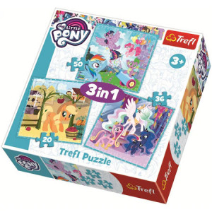 Puzzle Trefl 3 in 1, Little Pony, Ponei fericiti