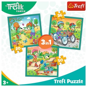 PUZZLE TREFL 3IN1 INTALNIREA FAMILIEI TREFELIK - Img 5
