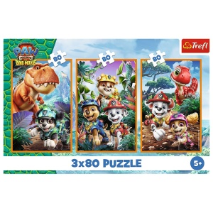 PUZZLE TREFL 3X80 PATRULA CATELUSILOR EROII DINOZAURILOR - Img 5