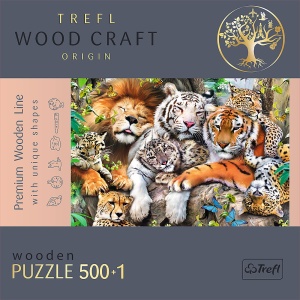 PUZZLE TREFL DIN LEMN 500+1 PIESE FELINELE DIN JUNGLA - Img 5