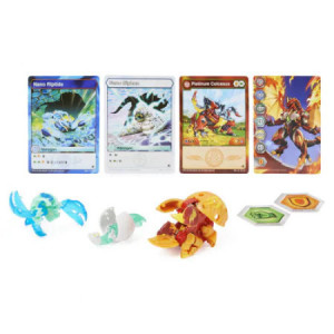 Set 3 Figurine Bakugan Platinum Powerup S4, Colossus, Riptide Si Siphon - Img 4