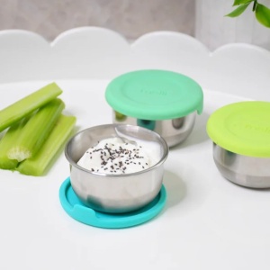SET 3 RECIPIENTE MINI INOX CU CAPAC SILICON, MELII, BLEU MINT LIME - Img 2